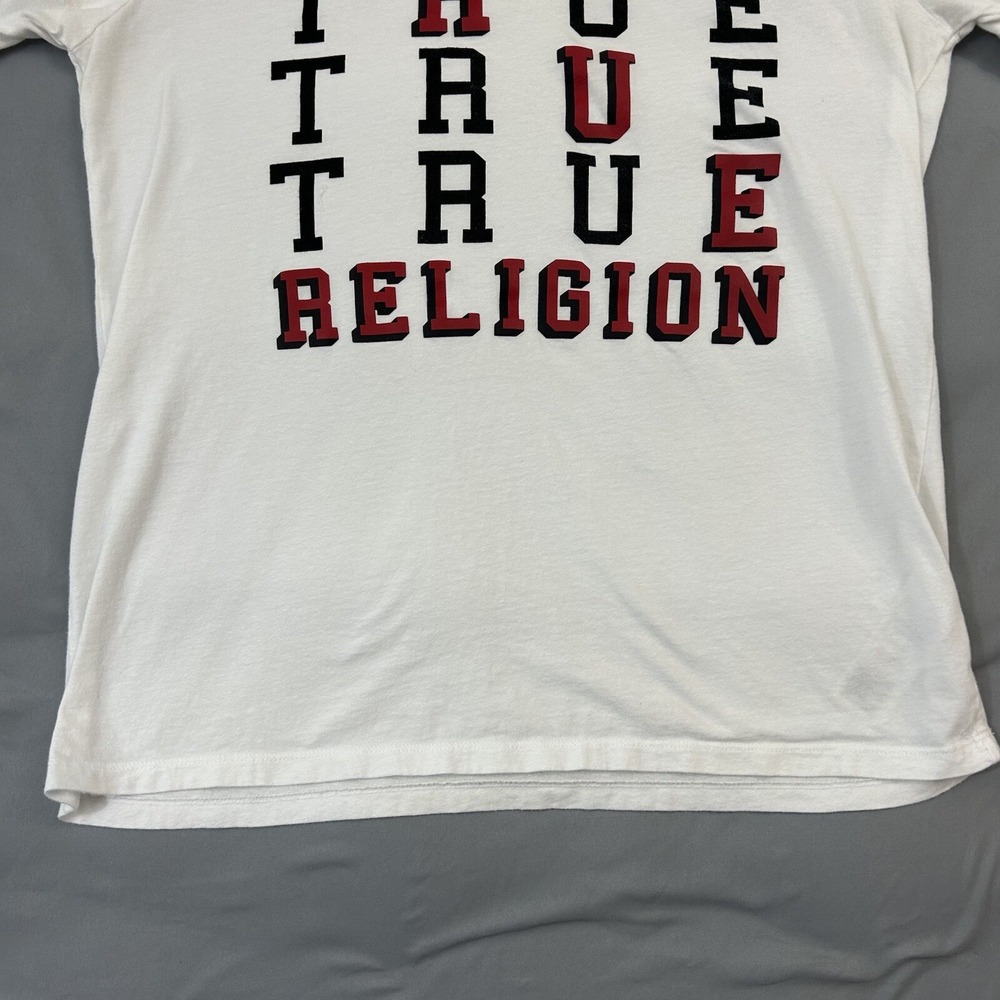 True Religion T-Shirt Men's White Large Cotton Graphic Print Short Sleeve Stack - Picture 5 of 11